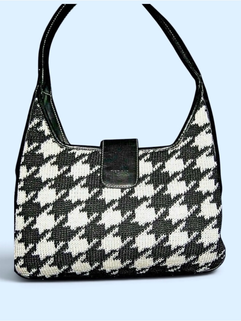 Rare The SAC by Elliott Lucas, Black & White Houndstooth Shoulder Bag for Women